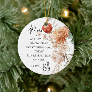 Terrakotta rustik gåva till brudens mor julgransprydnad keramik