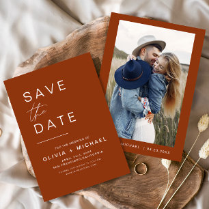 Terrakotta Save the Date Foto Minimalist Spara Datumet