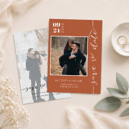 Terrakotta Save the Date Foto Spara Datumet