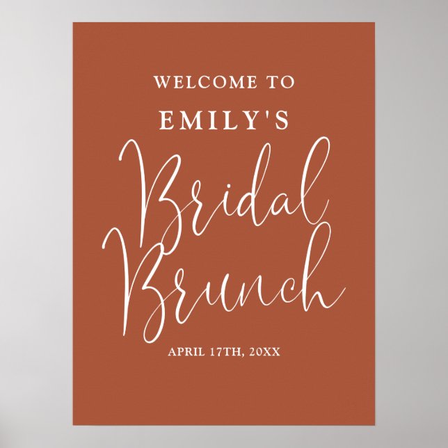 Terrakotta Script Bröllopsbrunch Välkomstskylt Poster (Framsidan)