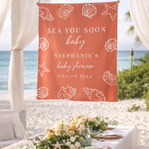 Terrakotta Sea You Soon Beach Baby Shower Bakgrund