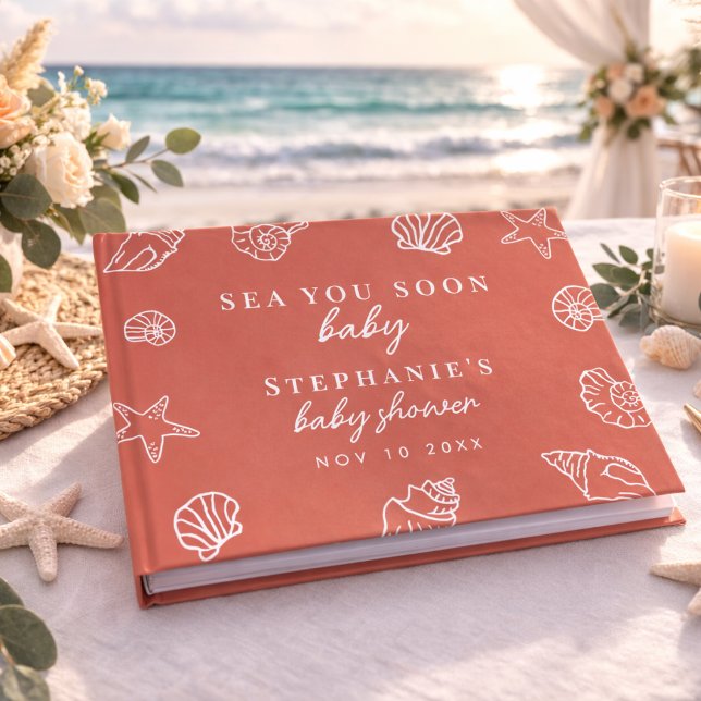 Terrakotta Sea You Soon Beach Baby Shower Gästböcker (Skapare uppladdad)