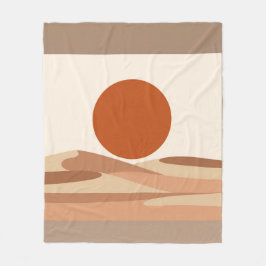 Terrakotta Sol Minimalist Boho Abstrakt Landskap  Fleecefilt