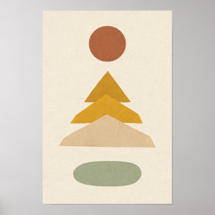 Terrakotta Sol och Saffransfärgad Chevron Abstrakt Poster