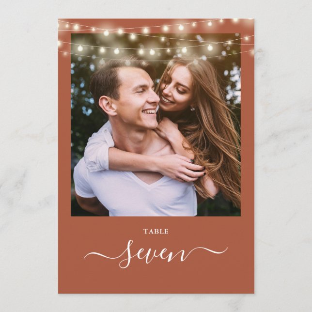 Terrakotta Strängljus Foto Bordskort (Framsida)