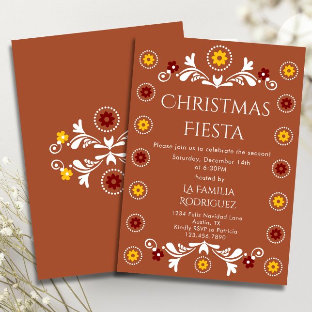 Terrakotta Talavera Mexikansk Fiesta Julfest Inbjudningar (Skapare uppladdad)