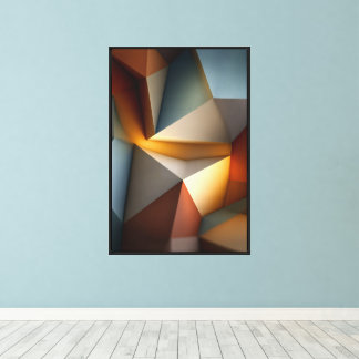 Terrakotta Teal Geometrisk Virvel 3D Abstrakt Canvastryck