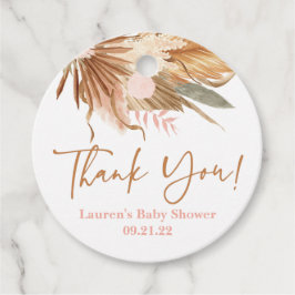 Terrakotta torkade palmer bröllopsdusch presentkor gåvor etiketter