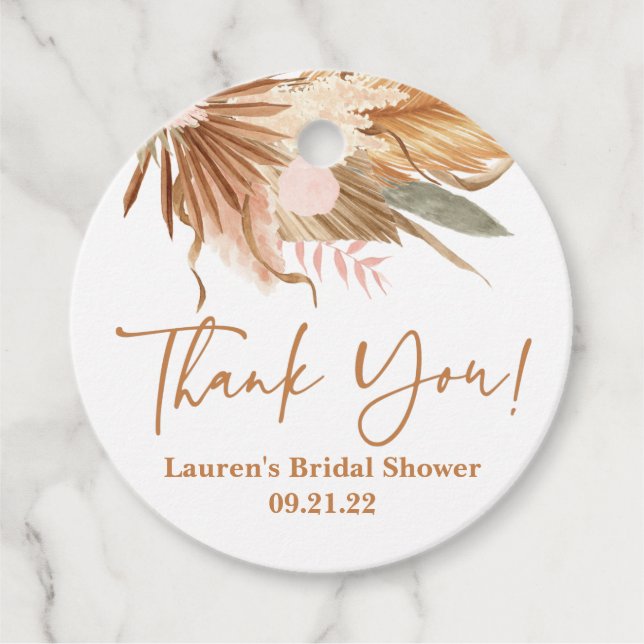 Terrakotta torkade palmer bröllopsfest Förmånsetik Gåvor Etiketter (Framsida)