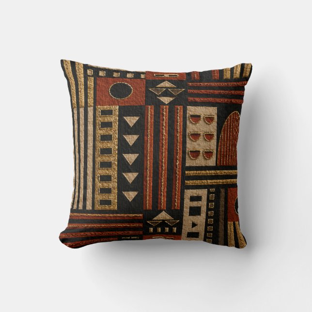 Terrakotta Tribal Geometrisk Sherpafilt Dekor Kudde (Framsida)
