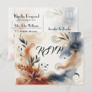 Terrakotta Twilight och Navy Blooms RSVP vykort