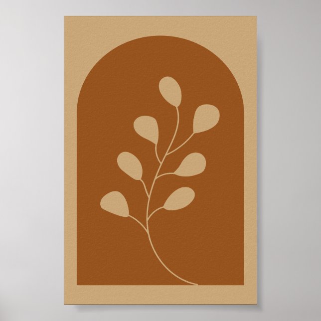 Terrakotta valv Botanisk blad Minimalistisk väggko Poster (Framsidan)