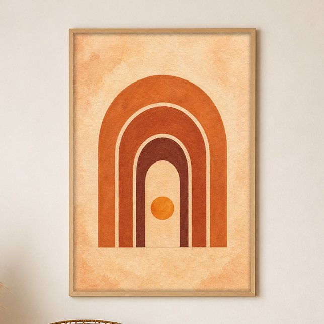 Terrakotta valv vid skymning Gouache Boho Konst Af Poster (Shown framed for scale. Poster ships unframed; frames are an optional add-on.)