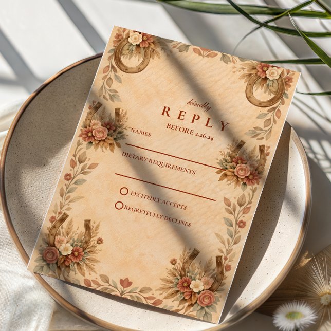 Terrakotta västerländsk blombröllop OSA kort (Skapare uppladdad)