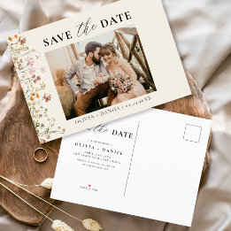 Terrakotta Vildblomma Blommig Färgrik Bröllop Meddelande Vykort