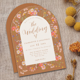 Terrakotta Vildblomma Höstbröllop Inbjudningar
