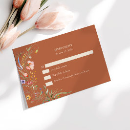 Terrakotta Vildblommeäng Bröllop RSVP-kort Tack Kort