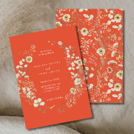 Terrakotta Vit Flora Boho Vildblomma Bröllop Inbjudningar
