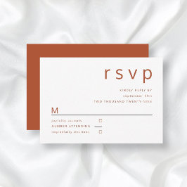 Terrakotta Vit Minimalistisk Typografi Bröllop OSA Kort