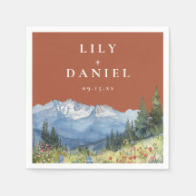 Terrakotta Watercolor Berg Vildblomma Bröllop