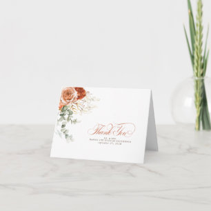 Terrakotta Watercolor Blommor Boho Tack Kort