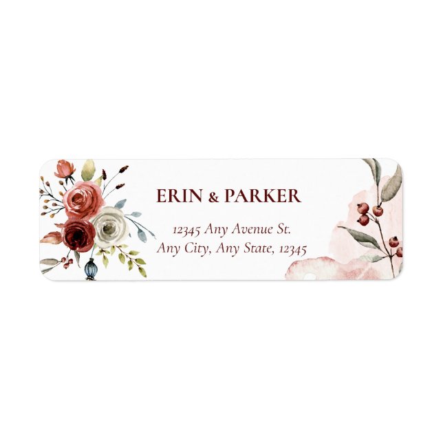Terrakotta Watercolor | Höst Floral  Returadress Etikett (Framsidan)