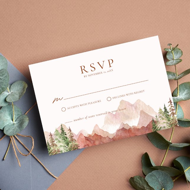Terrakotta Wedding Mountain RSVP-bifogad kort (Skapare uppladdad)