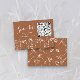 Terrakotta Wildflower Sketch Online RSVP QR-kod Tilläggskort