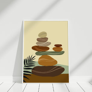 Terrakotta Zen-stenar Abstrakt Boho Väggkonsttryck Poster