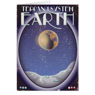 Terran 1 System Earth Sci-fi-reseaffisch Hälsningskort