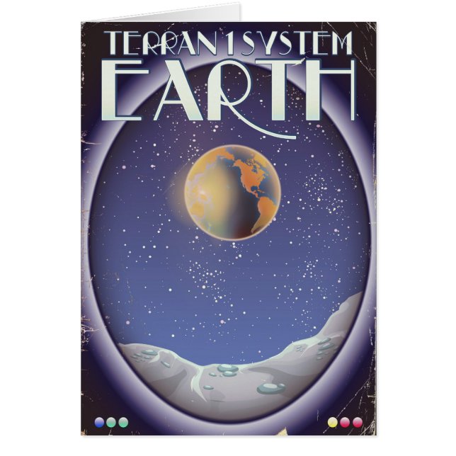 Terran 1 System Jorden science fiction-resaaffisch Hälsningskort (Framsidan)