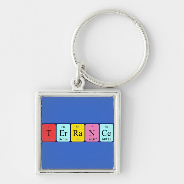 Terrance Periodiska nyckelringen bord namn Fyrkantig Silverfärgad Nyckelring (Framsidan)