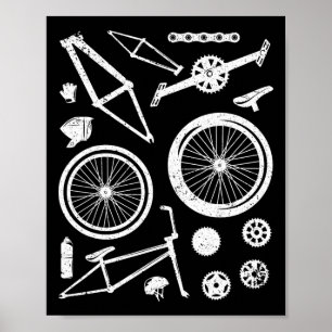 Terrängcykling Isärtagen cykel delar Kugghjul Diag Poster