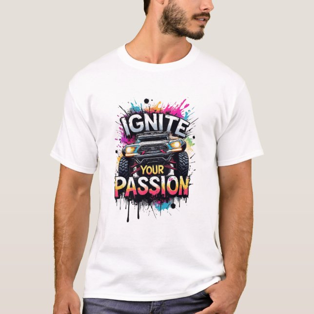 Terränglastbil Tänd Passion Stänk Konst T Shirt (Framsida)