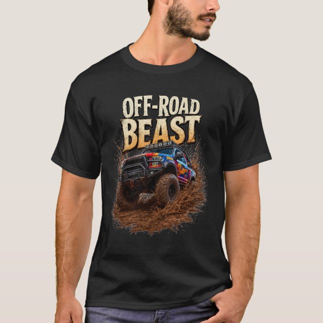 Terrängmonster 4x4 Lera Lastbil Extrem Racing  T Shirt (Framsida)