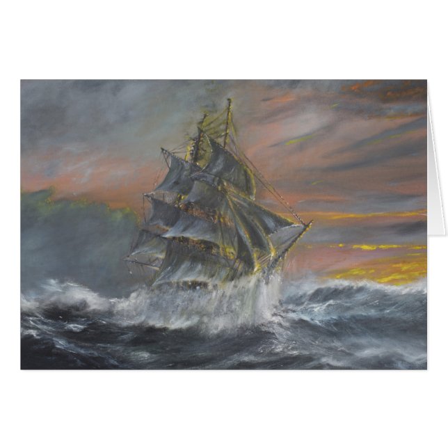 TerraNovahuvud in i en våldsam kuling gryr Hälsningskort (Framsidan Horizontal)