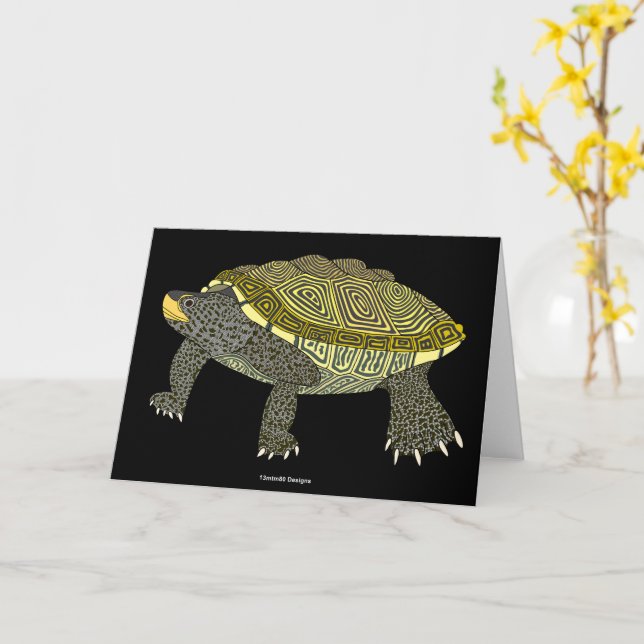 Terrapin (black) - Greeting Card Kort (Gul blomma)