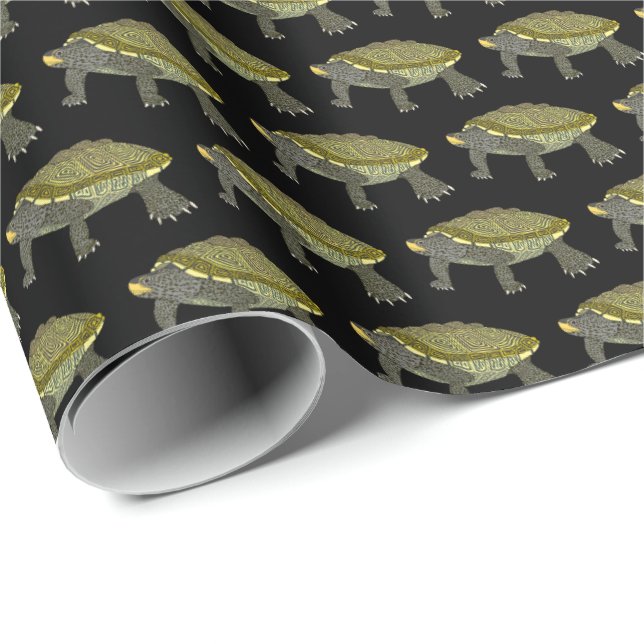 Terrapin (black) - Wrapping Paper Presentpapper (Rullad Hörn)