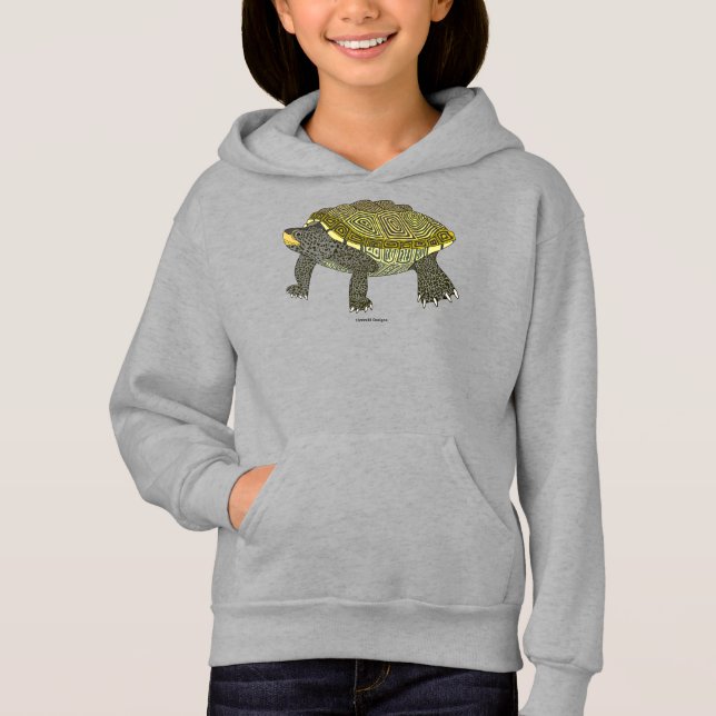 Terrapin (livlig) - Flickans Hoodie T Shirt (Framsida)