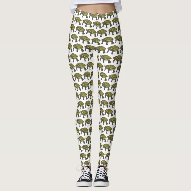 Terrapin (mönster vit) - Dam Leggings (Framsida)
