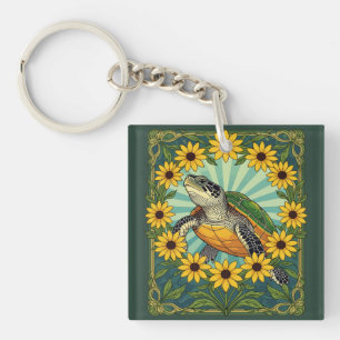 Terrapin Och Svartögda Susan Blommor Art Nouveau