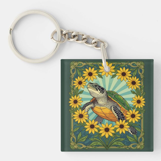Terrapin Och Svartögda Susan Blommor Art Nouveau  (Framsidan)