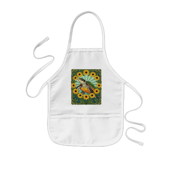 Terrapin Och Svartögda Susan Blommor Art Nouveau  Barnförkläde (Framsidan)