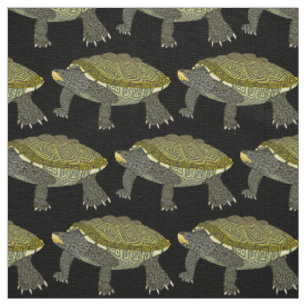 Terrapin (svart) - Elfenbensfärgad linnetyg Tyg