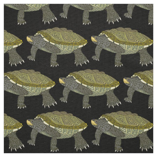 Terrapin (svart) - Elfenbensfärgad linnetyg Tyg (Prov)