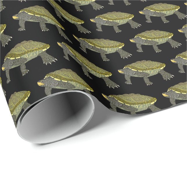 Terrapin (svart) - Inpackningspapper Presentpapper (Rullad Hörn)