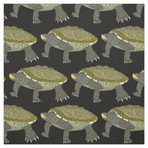 Terrapin (svart) - Kammad bomullstyg Tyg