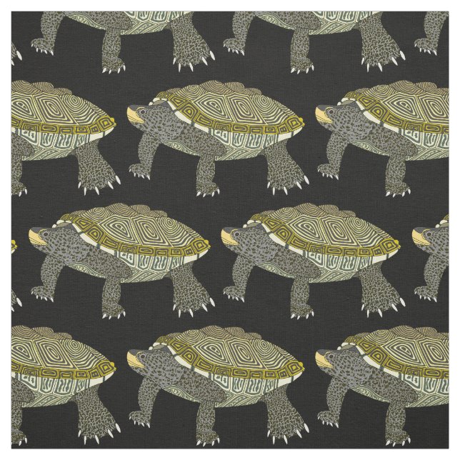 Terrapin (svart) - Kammad bomullstyg Tyg (Provkarta)