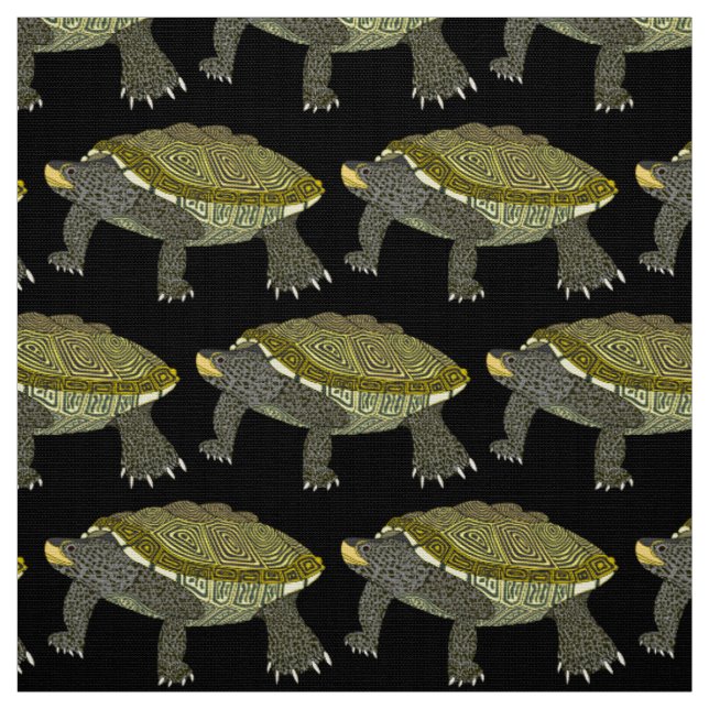Terrapin (svart) - Polyester Poplin Tyg (Provkarta)