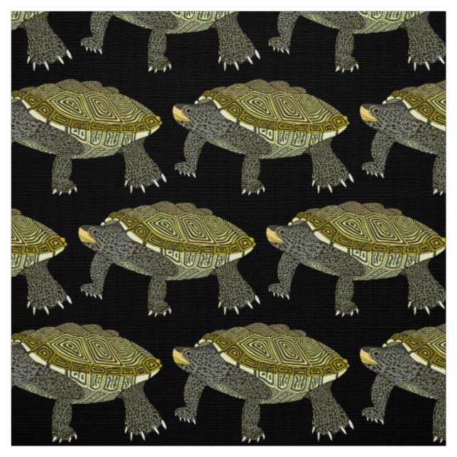 Terrapin (svart) - Polyester Vävd Tyg (Provkarta)